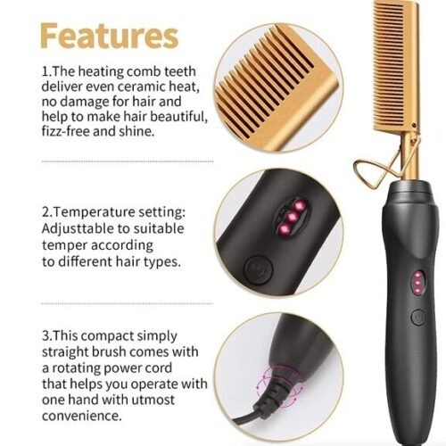 Hair Straightener Comb Pro Electric Beard Straightening Comb Heat Hot Comb Press