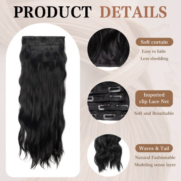 Holdbalance Clip-In Long Straight or Wavy Synthetic Hair Extensions Natural Soft Blend - Image 3