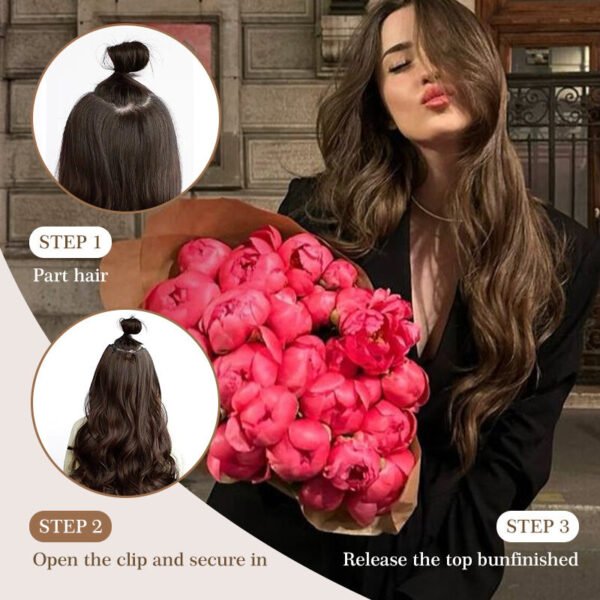 Holdbalance Clip-In Long Straight or Wavy Synthetic Hair Extensions Natural Soft Blend - Image 2