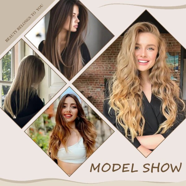 Holdbalance Clip-In Long Straight or Wavy Synthetic Hair Extensions Natural Soft Blend - Image 9