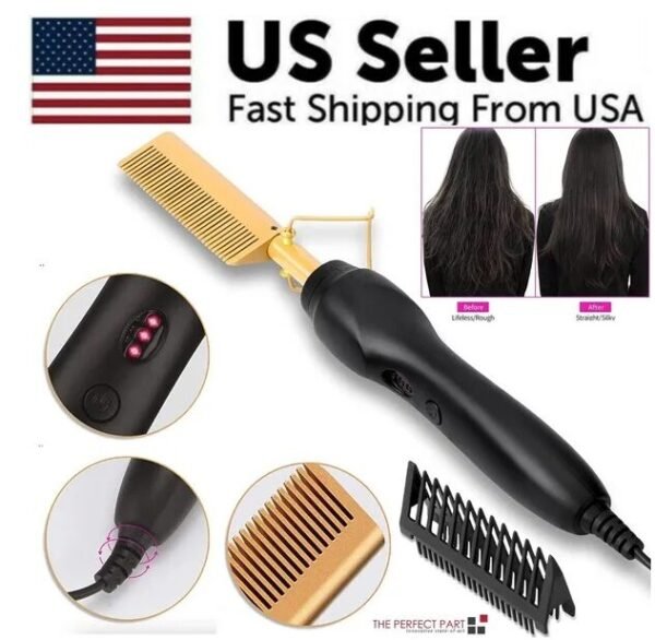 Hair Straightener Comb Pro Electric Beard Straightening Comb Heat Hot Comb Press - Image 3
