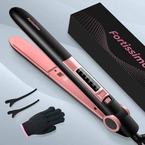 Powerful Negative Ion Ceramic Hair Straightener, 6 Temp Settings, 15s Fast Heat, 2-in-1 for Straightening & Curling - Image 6